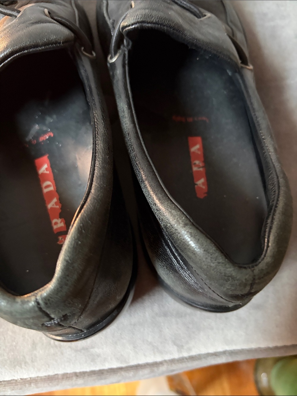 Prada Black Leather Women’s Slip-On Loafers with Metal Toggle - Picture 3 of 6